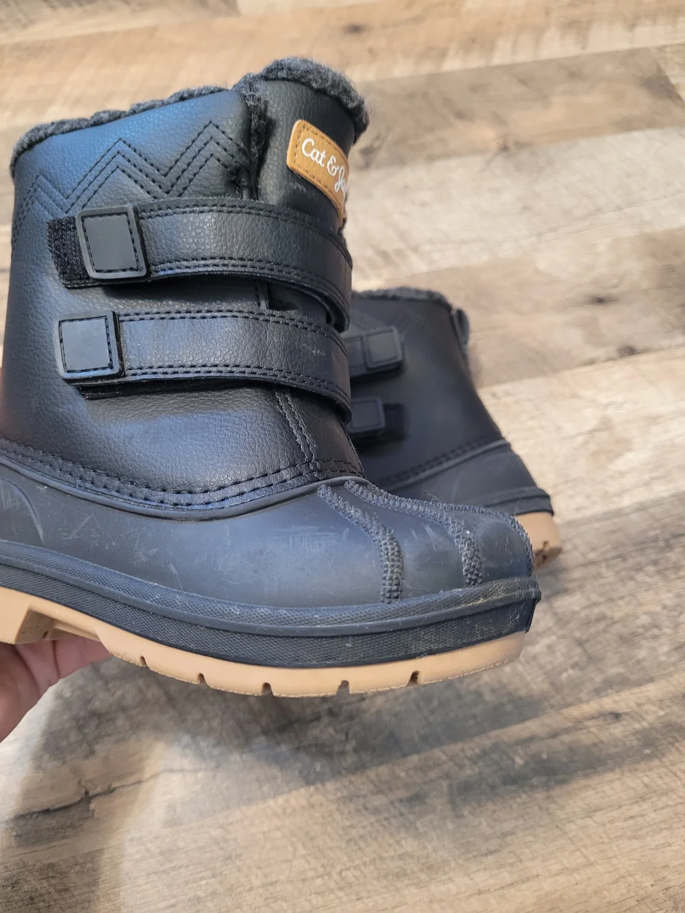 Cat & Jack Denver Black Toddler Snow Boots with Tan Gum Sole